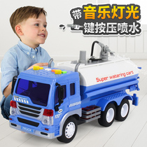Sprinkler can sprinkle water fire truck childrens toys boys and girls baby sanitation car model toys 2-3 years old 4