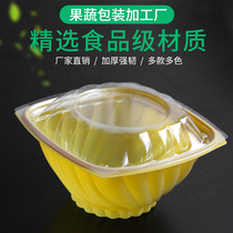 100 Fruits Salad Bowl Disposable Plastic Fruit Pack Box Fruit Cut Box Fruit Scoop cartridge lid