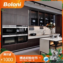 Boloni custom kitchen overall cabinet glass panel modern kitchen cabinet storage custom prepaid Gold Godifan