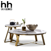 Nordic marble round coffee table living room coffee table simple modern small apartment tea table light luxury creative furniture