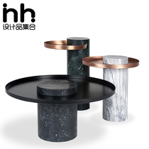 Fashionable modern model house coffee table natural marble metal small edge few simple designer coffee table coffee