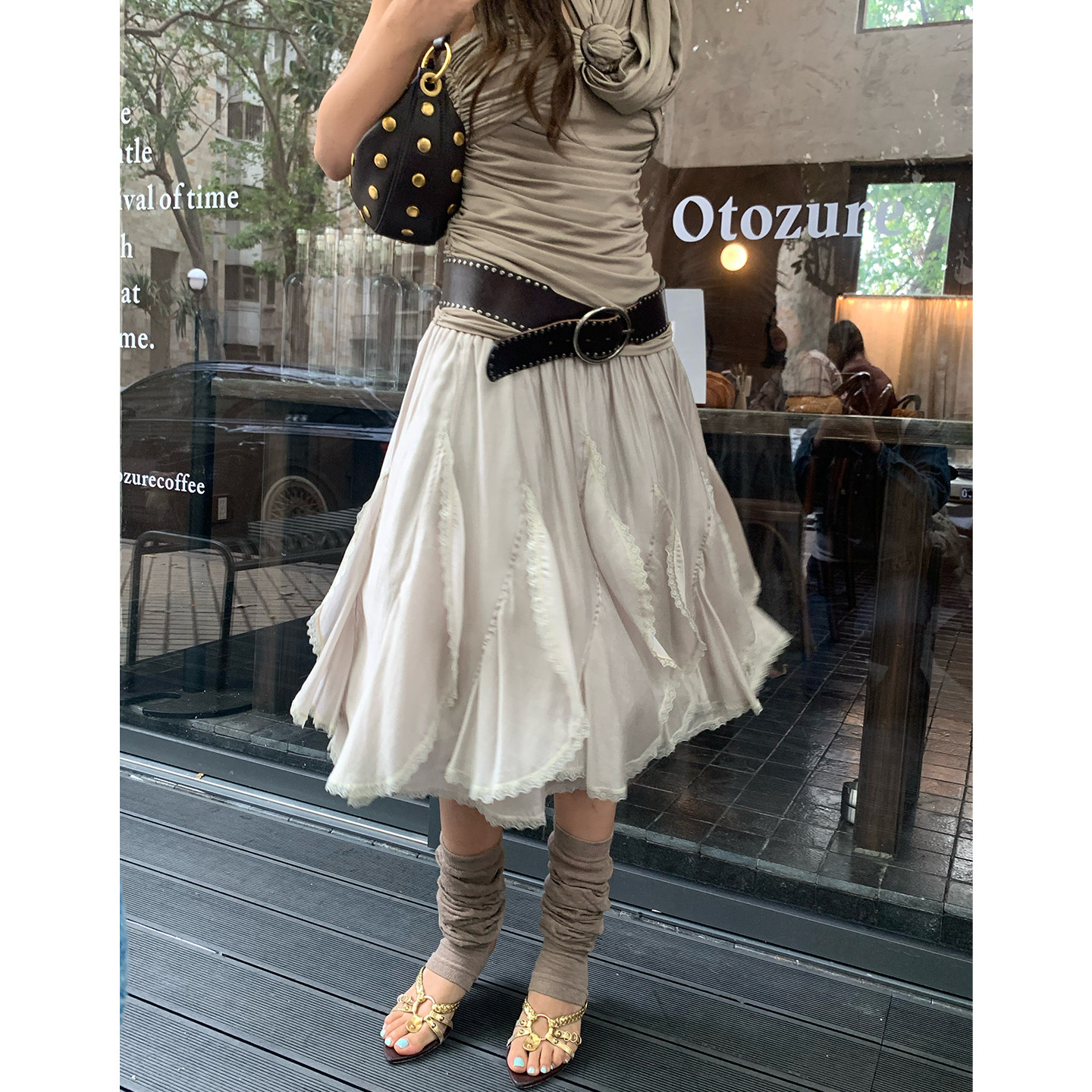 马儿MAR Модная юбка с неровным кружевным дизайном из смеси тенселя и ацетата с эластичным поясом