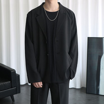 Small suit mens ruffian handsome summer casual black blazer loose Korean version of the trend ins thin boys  tops