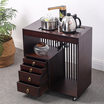 Bamboo multifunctional mobile tea table home living room tea cabinet Chinese style simple tea car tea table integrated kung fu tea set