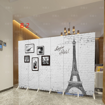New European screen partition wall Living room bedroom Modern simple fashion folding screen mobile folding double-sided fabric entrance