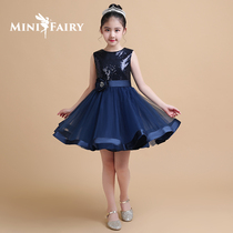 Childrens model catwalk dress girl princess dress girl piano performance girl host small dress dress dress