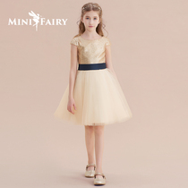 Childrens princess dress dress girl high-end piano performance flower girl bridesmaid host small dress puffy gauze dress
