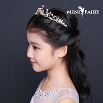 Korean childrens golden pearl crown headdress photography photo girl hair Performance Performance performance headwear accessories girl