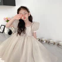 Girl Dress High End Princess Dress High End Princess Dress Birthday Dress Dress With Bubble Cuff Girl Yarn Skirt Short Sleeve Summer