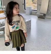 Children long sleeves T-shirt cotton spring autumn new Korean version loose foreign air dinosaur printed baby girl boy blouse
