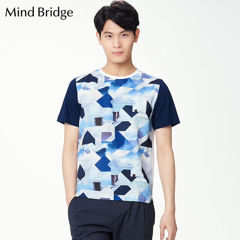 mind bridge百家好夏季男装t恤 男士韩版休闲短袖t恤衫 mqts3136