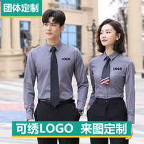 diy custom shirt men and women with the same overalls long sleeve shirt embroidery LOGO real estate 4S store sales spring and autumn