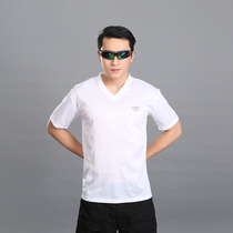 Clearance quick-drying short-sleeved T-shirt mens summer shirt Ice Silk stretch round v-neck dress shirt print loose Beach short sleeves