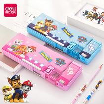 Daili Wang team pen box double-open magnetic buckle stationery box primary school student cartoon double-layer pencil box men and women Pen bag large capacity multifunctional pencil box cartoon double-layer stationery storage box