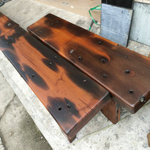 Old boat wooden bench low stool long stool change shoe stool solid wood new Chinese furniture outdoor leisure bar stool tea table stool