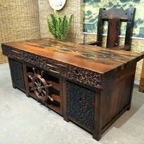 Old ship wooden desk conference table big board calligraphy desk writing desk boss supervisor office solid wood computer desk