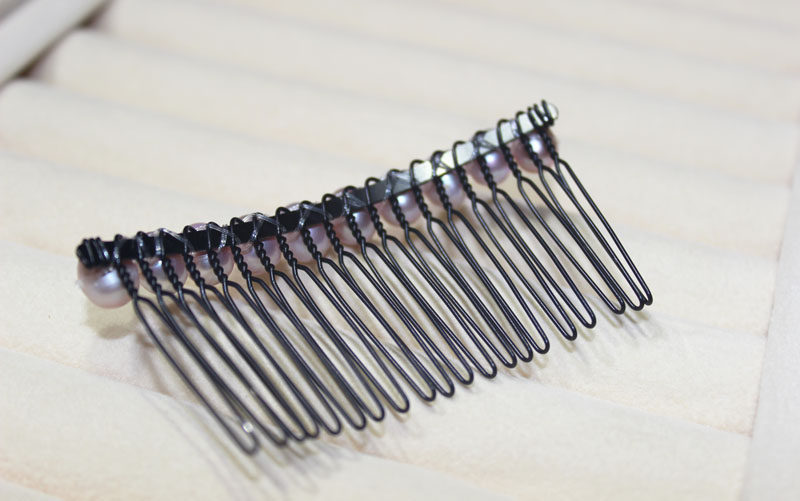 淡水珍珠发饰头饰发梳插梳压发梳有生长纹真珍珠简约时尚气质成人