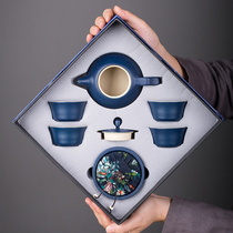 Creative ceramic kung fu tea set Gift Set to customer company high-end gift box custom printed logo gift