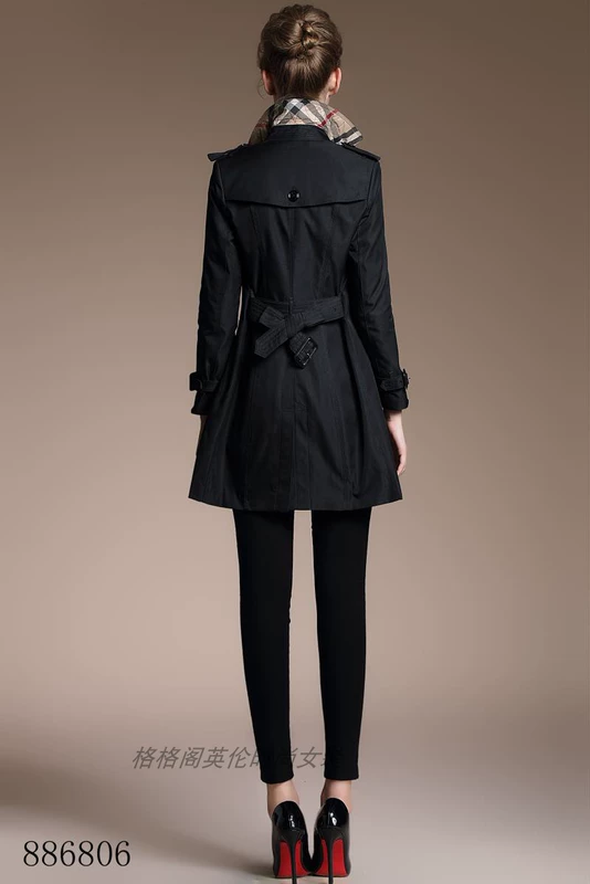 Năm 2021 mùa xuân Anh cập nhật chính hãng của phụ nữ mới áo gió mỏng chống thấm nước hai bên ngực áo khoác dài giữa eo áo khoác - Trench Coat