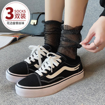 Spring Summer Lace Heaps Stocking Socks Womens Summer Socks Women Midbarrel Socks Ins Chauts Thin Black Nets Red Socks Children Overfire