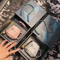 Nordic trend personality ceramic mug creative couple gift Cup office coffee cup with lid spoon ceramic cup