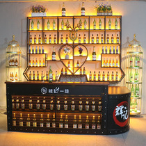 Luminous wine rack Bar wall-mounted wrought iron rack display display Coffee restaurant industrial wind partition wine rack screen exhibition