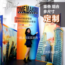 The company's annual meeting group builds theme hotel exhibition hall decoration and layout activities sign in to promote billboard background wall kt board