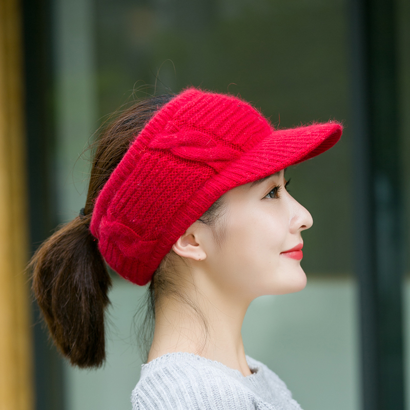 天猫空顶鸭舌毛线帽女百搭加绒针织