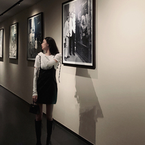 Leather Skirt a half body dress with high waist and a thin autumn and winter new open fork black sexy braces short hip skirt woman