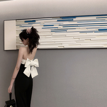 Sexy butterfly knot outside wearing a trowel with a slim vest with a small crowdcutting and a female summer harness vest