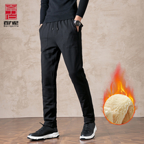 briny men's winter trendy cotton pants slim thickened fleece warm sports casual pants cashmere pants