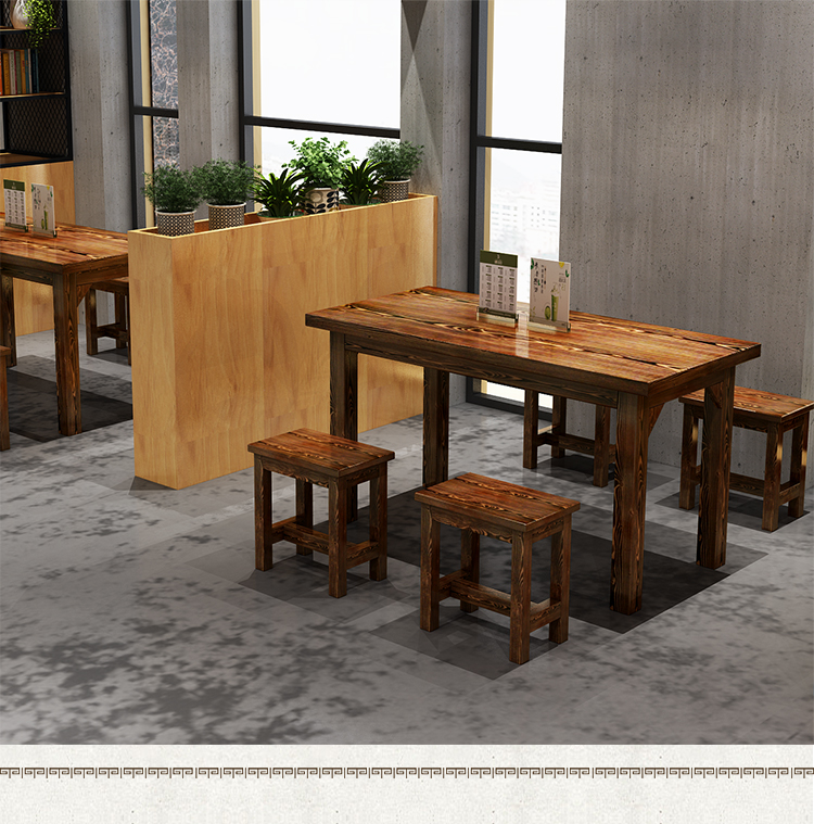 批发实木碳化饭店快餐馆桌椅面馆火锅烧烤小吃店桌椅组合户外复古