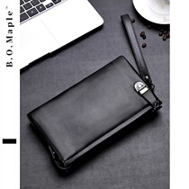 BOMaple lock leather envelope bag mens first layer cowhide clutch soft leather business casual mobile phone bag