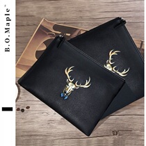 BOMaple envelope bag Business mens head laminated flower large capacity trend handbag high-grade leather clutch