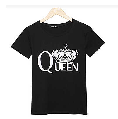 8997#2017新款女装短袖t恤衫 欧美时尚爆款皇冠图案女短袖t恤