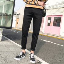 Spring black jeans mens tide Pai Gow slim small feet Korean version of the trend student wild tight 9-point pants