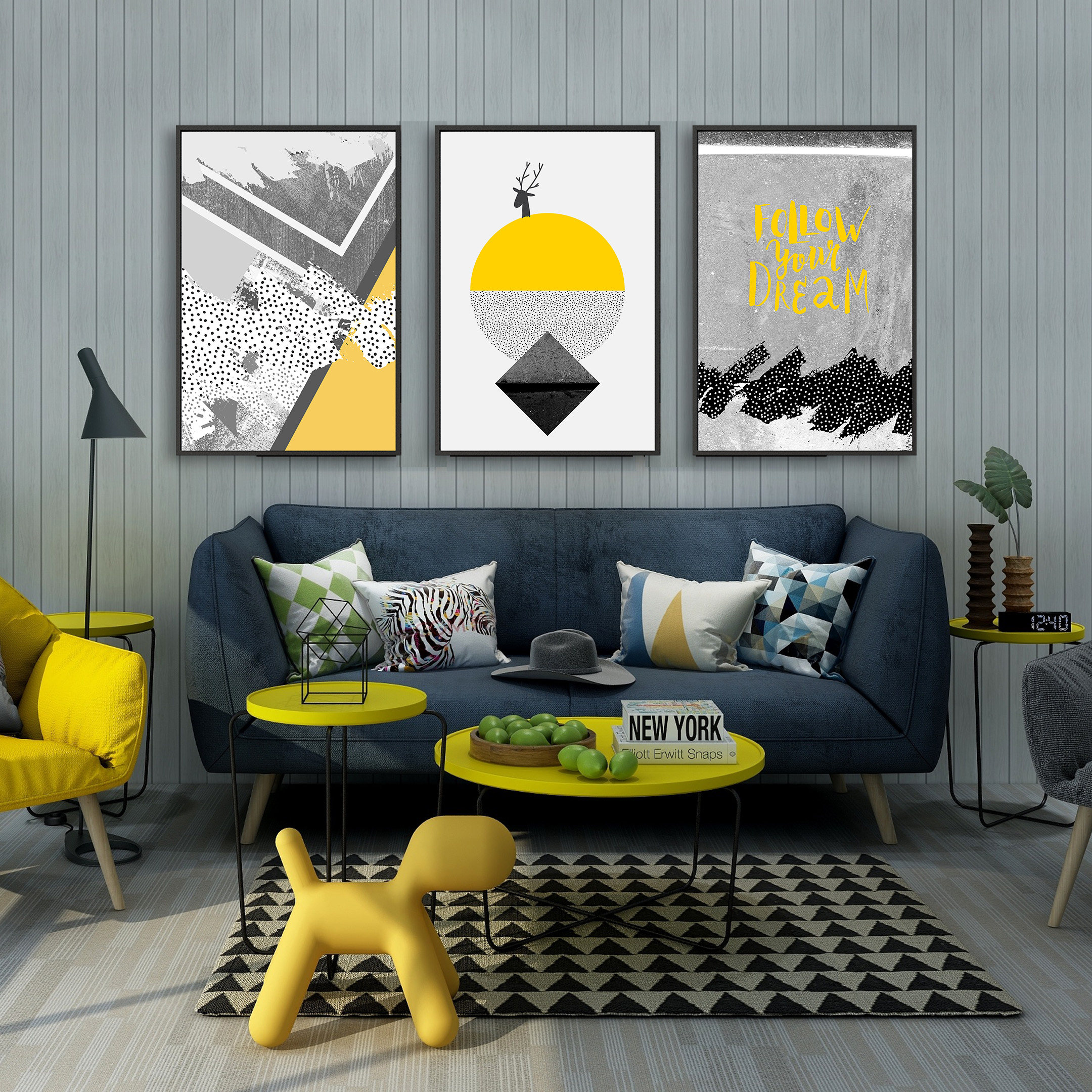 北欧装饰画简约壁画客厅挂画卧室餐厅三联墙画无框画沙发背景墙