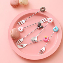 Cartoon stainless steel fruit fork set children's creative dessert fork cute coffee mixing spoon household spoon