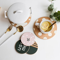 Nordic creative round cork water cup mat heat insulation mat non-slip anti-scalding table mat pot mat bowl mat plate dish mat