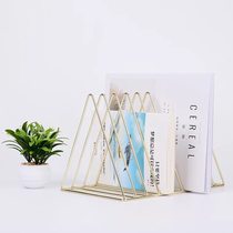 Ins simple triangle bookshelf iron office desk storage shelf girl heart decorations creative ornaments