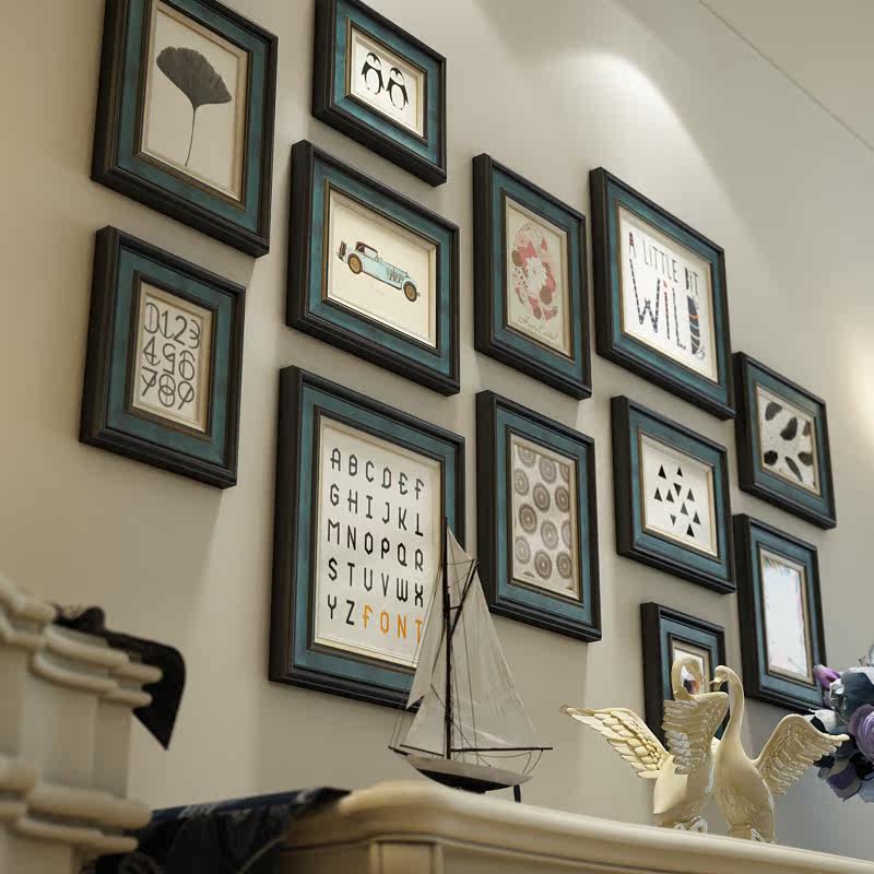 欧式照片墙现代简约实木相框墙挂墙客厅创意组合相片墙背景装饰墙