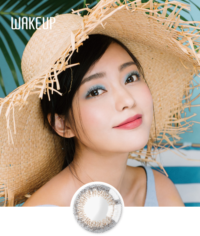 10片装日抛海浪wakeup美瞳大小直径棕色彩色近视隐形眼镜混血韩国