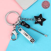 Ear digging Poon Old Nail Clipper Ear Spoon Key Chain Nail Clipper Ear Spoon Two-in-One Household Set Earth