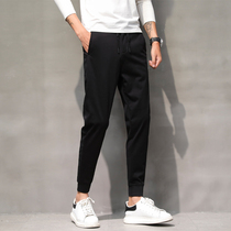 2021 summer new Chao brand Korean version of the foot closure drawstring slim overalls men handsome casual long pants