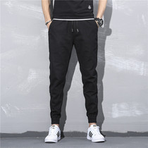 Tide brand 2021 summer new casual pants mens trend all-match small feet overalls mens shut-up slim drawstring pants