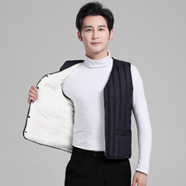Winter new middle-aged and elderly mens down cotton vest with velvet padded padded waisted cotton waistcoat