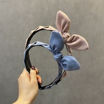 Hair basket headband female hair wide hair grottoes female summer bow hair hoop wash face with teeth anti-skid pressure bitter and cute