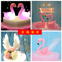 Hot Flamingo cake decoration ornaments angel and demon ornaments Angel Feather baking cake insert card