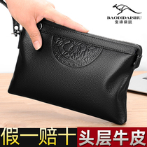 Treasure Chic Kangaroo Mens Hands With Bag Genuine Leather Fashion Wallet Business Carry-on Hand Grab Bag Mens Bungalow Leather Hand Grip Bag