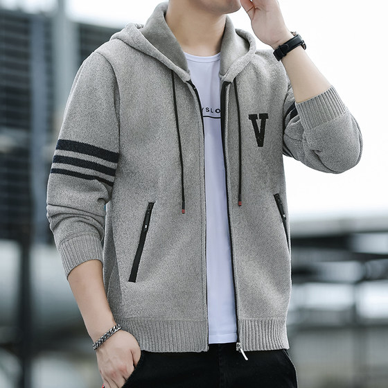 Hooded knitted cardigan jacket men's autumn and winter trendy plush velvet thickened zipper sweater teen casual thread
Hooded knitted cardigan jacket men's autumn and winter trendy plush velvet thickened zipper sweater teen casual thread